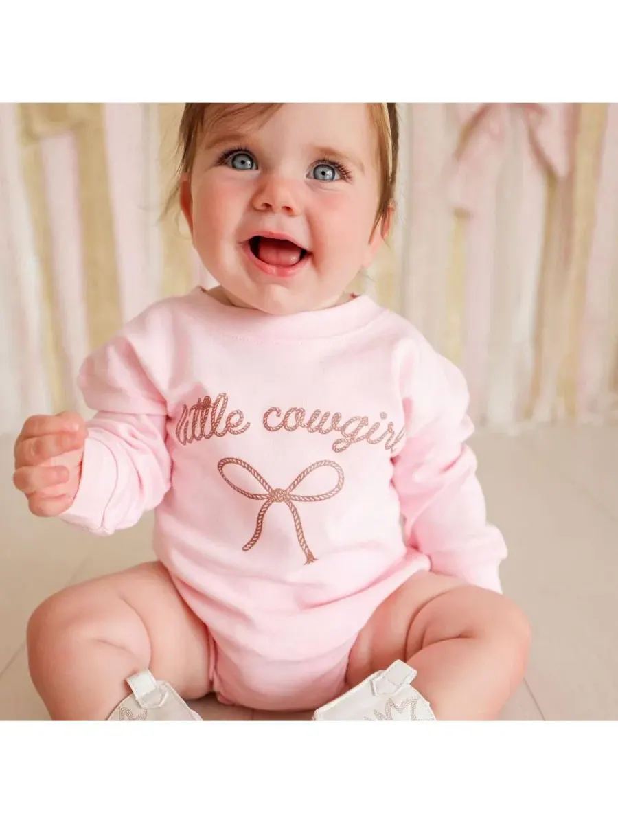Боди-комбинезон с длинным рукавом Little Cowgirl Western Sweet Wink — изображение 3 из 4, розовый