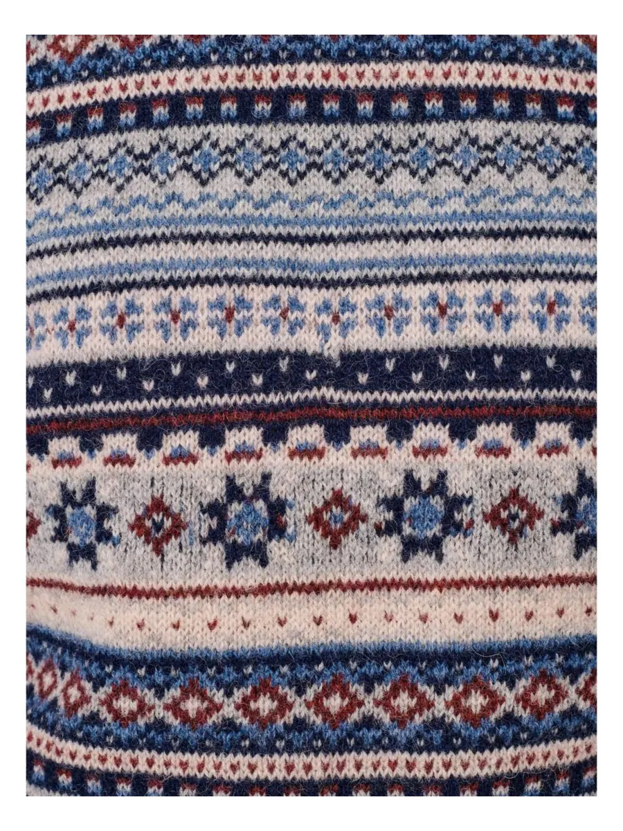 Мужской шерстяной свитер с круглым вырезом и узором Fair Isle Aubin — изображение 7 из 7, синий