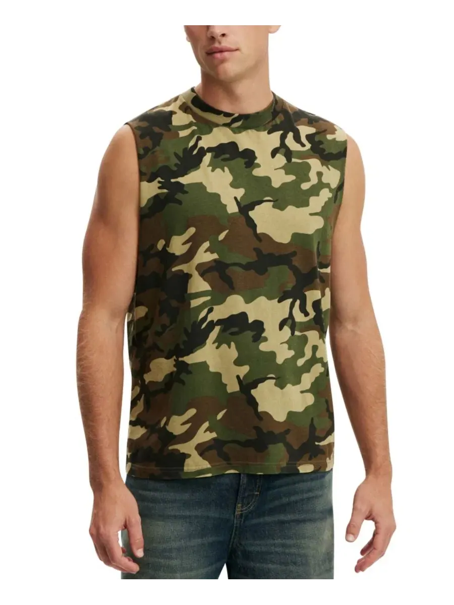 Мужская майка-безрукавка с принтом, модель Everyday Muscle Print COTTON ON — изображение 1 из 4, зеленый