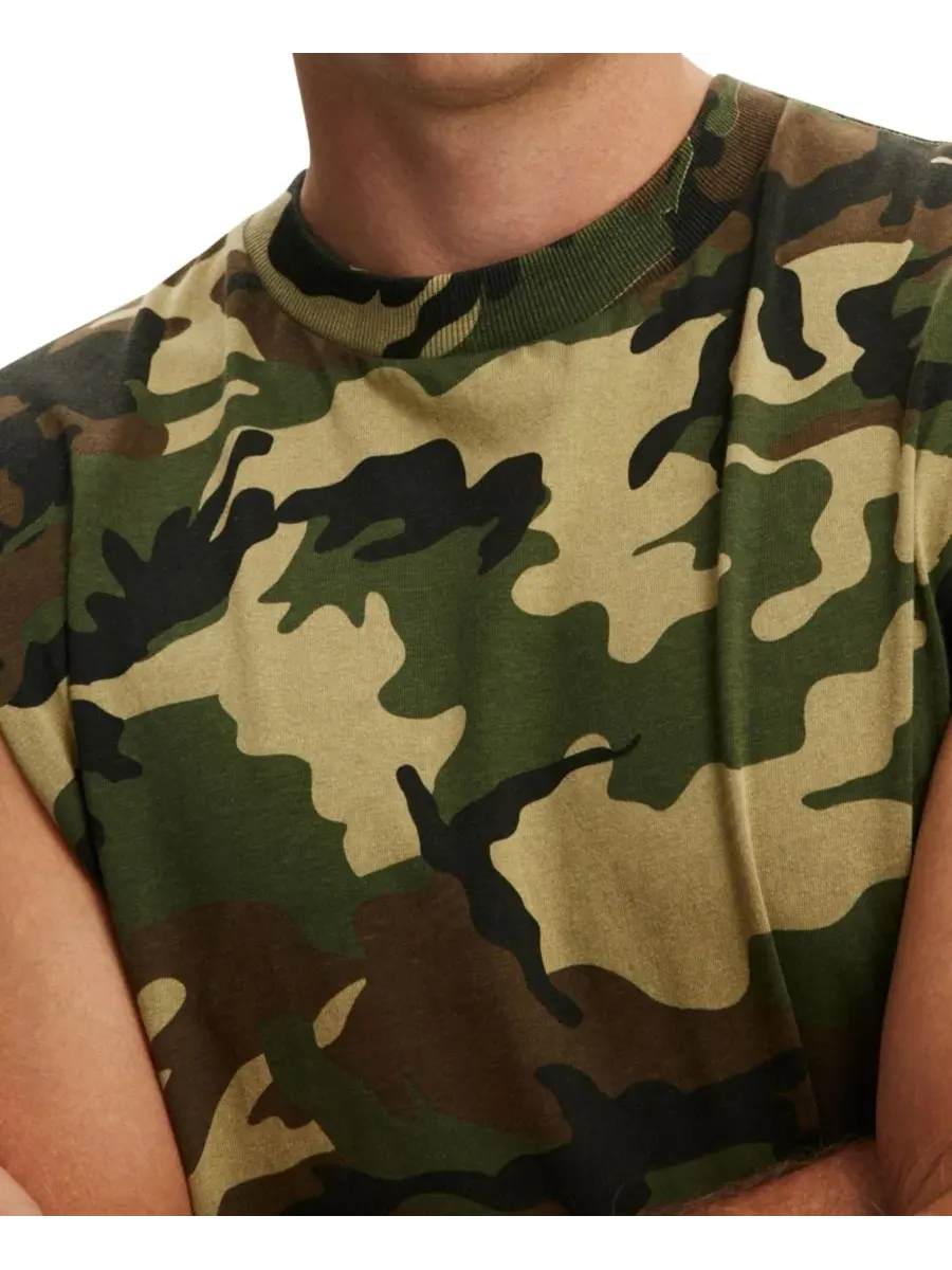Мужская майка-безрукавка с принтом, модель Everyday Muscle Print COTTON ON — изображение 3 из 4, зеленый