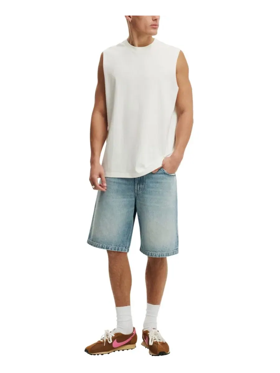 Мужская майка-борцовка с принтом, модель Everyday Muscle Print COTTON ON — изображение 2 из 4, винтажный белый