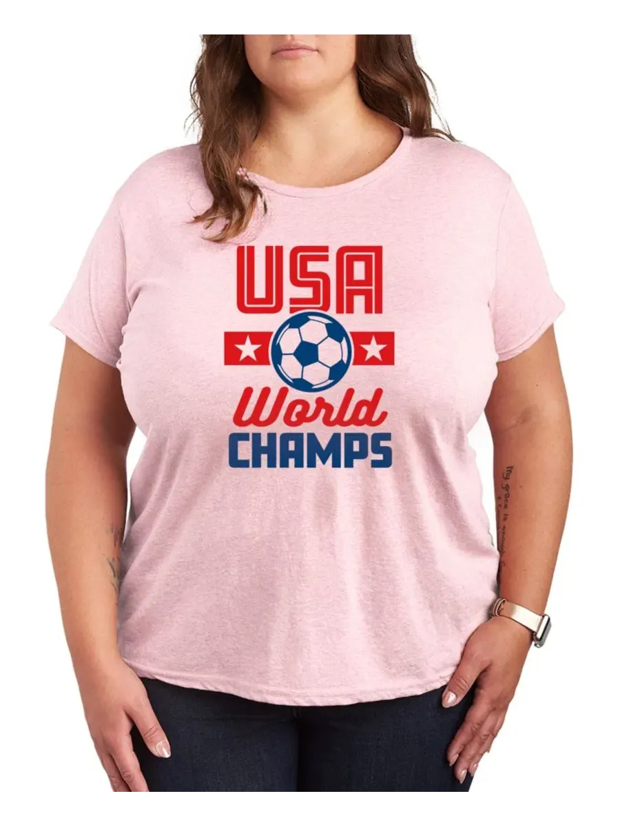 Футболка с длинным рукавом с принтом USA Soccer World Champs Hybrid Apparel — изображение 1 из 3, розовый