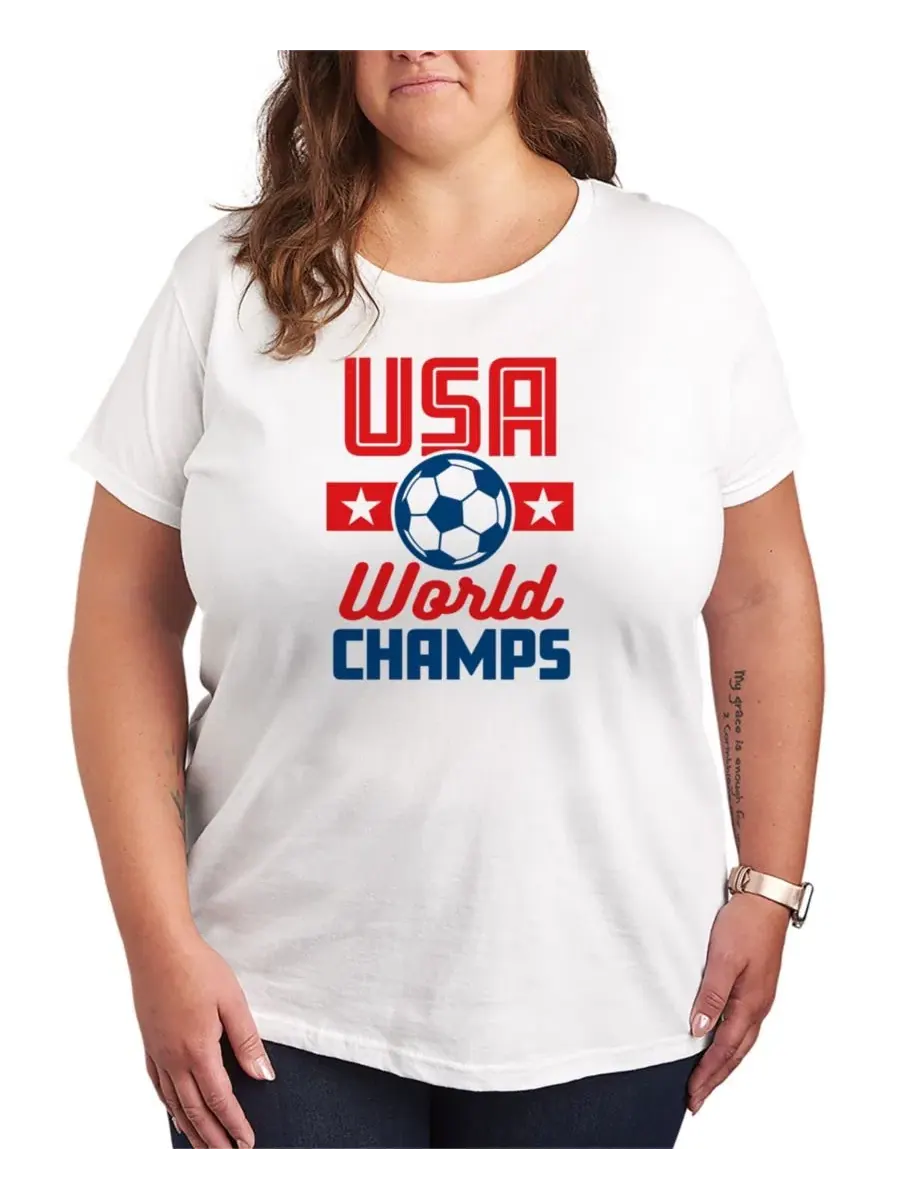 Футболка с длинным рукавом с принтом USA Soccer World Champs Hybrid Apparel — изображение 1 из 3, белый