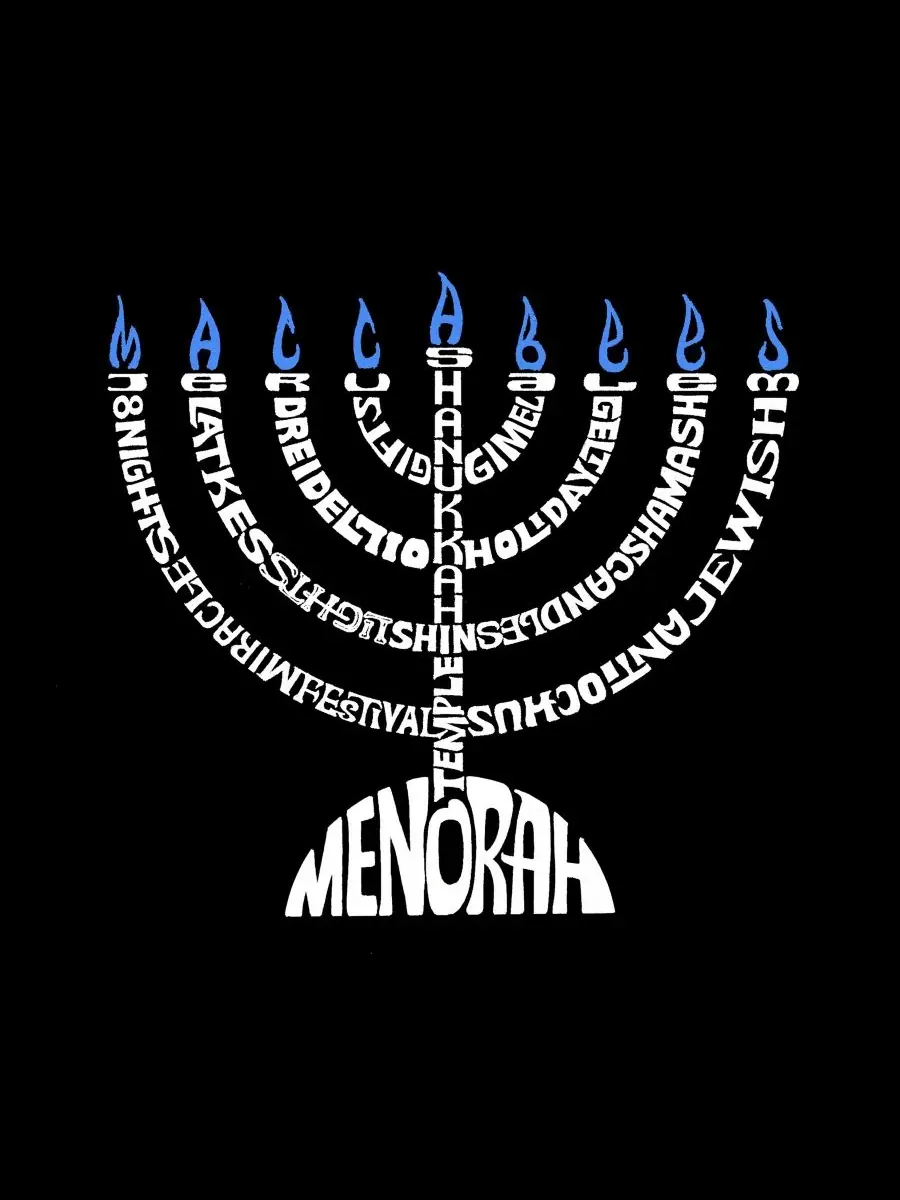 Мужская майка без рукавов с принтом Hanukkah Theme Word Art LA Pop Art — изображение 4 из 4, черный