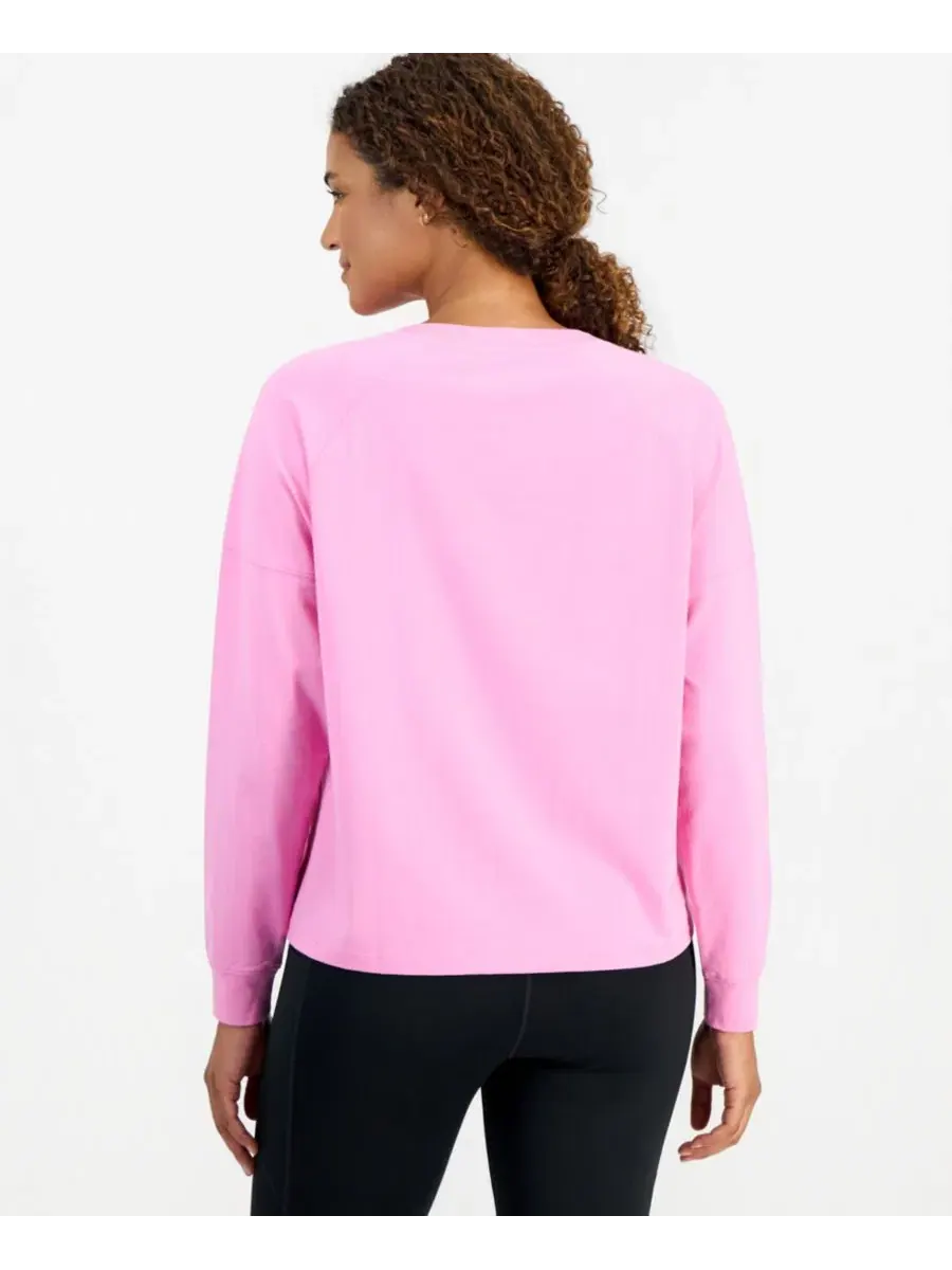 Женская футболка оверсайз с длинным рукавом, модель Boyfriend ID Ideology, Fuchsia Petal — изображение 2 из 3