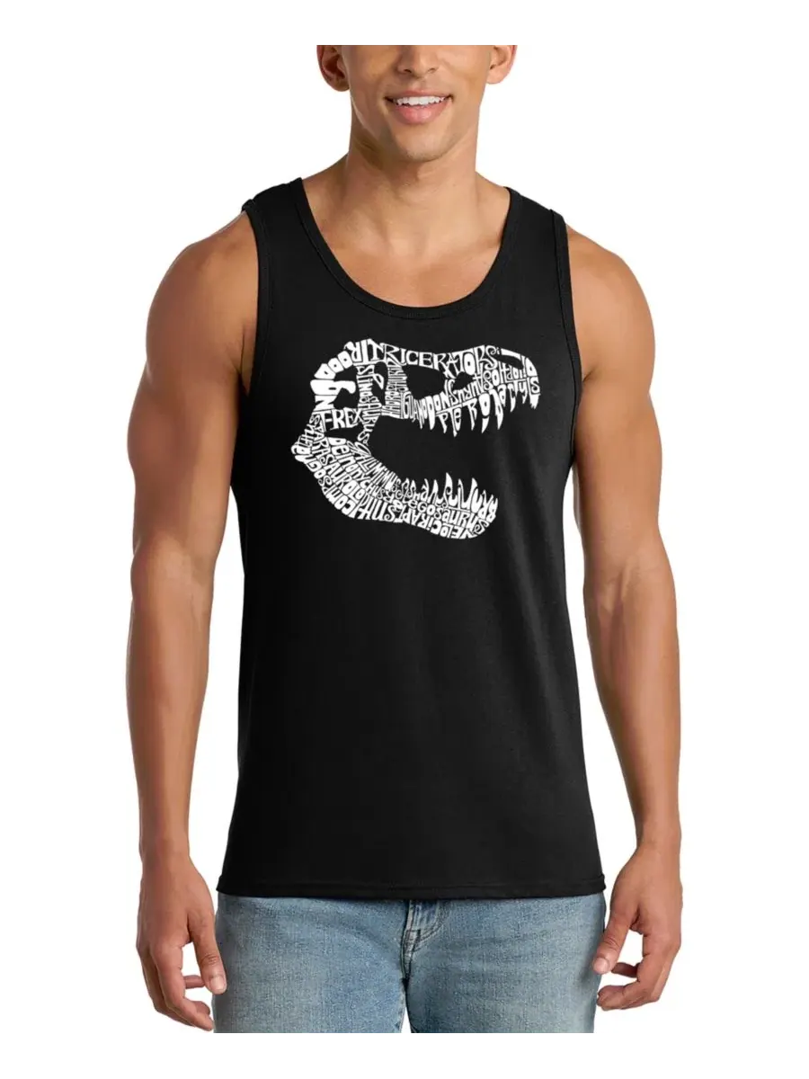 Майка-безрукавка с принтом T-Rex Skull Word Art LA Pop Art — изображение 1 из 4, черный