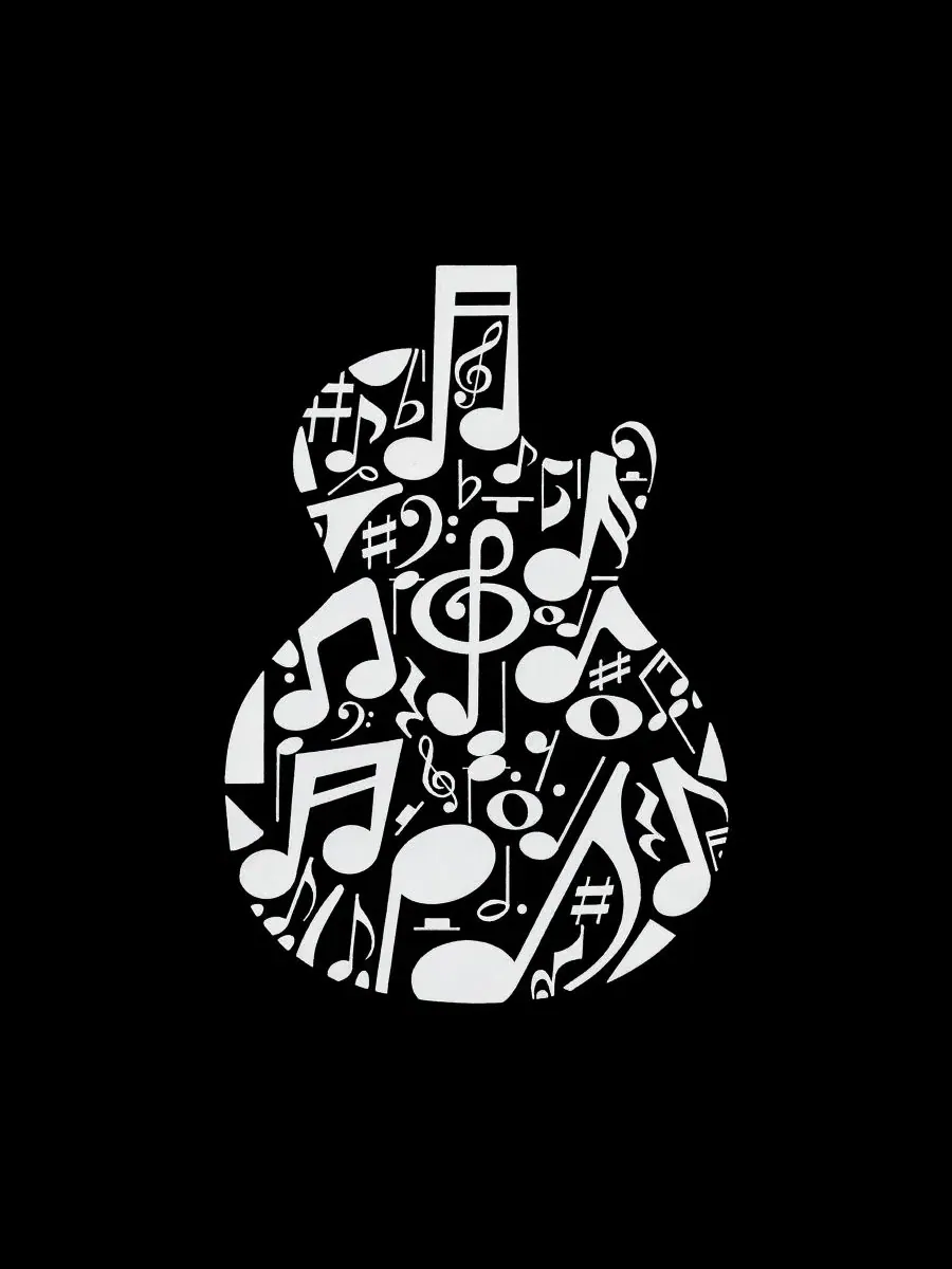 Мужская майка с принтом Music Notes Acoustic Guitar Word Art LA Pop Art — изображение 4 из 4, черный