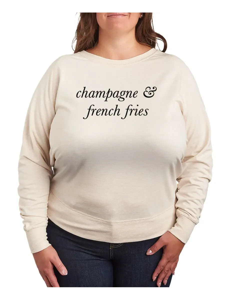 Футболка с длинным рукавом из футера Instant Message Champagne and French Fries Hybrid Apparel