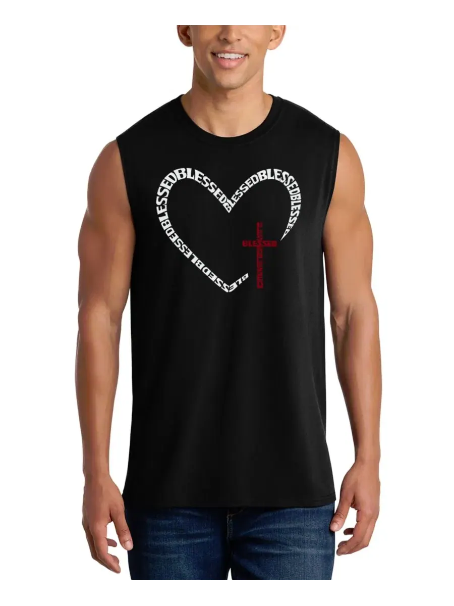 Мужская майка с принтом Cross Heart Faith Word Art LA Pop Art — изображение 1 из 4, черный