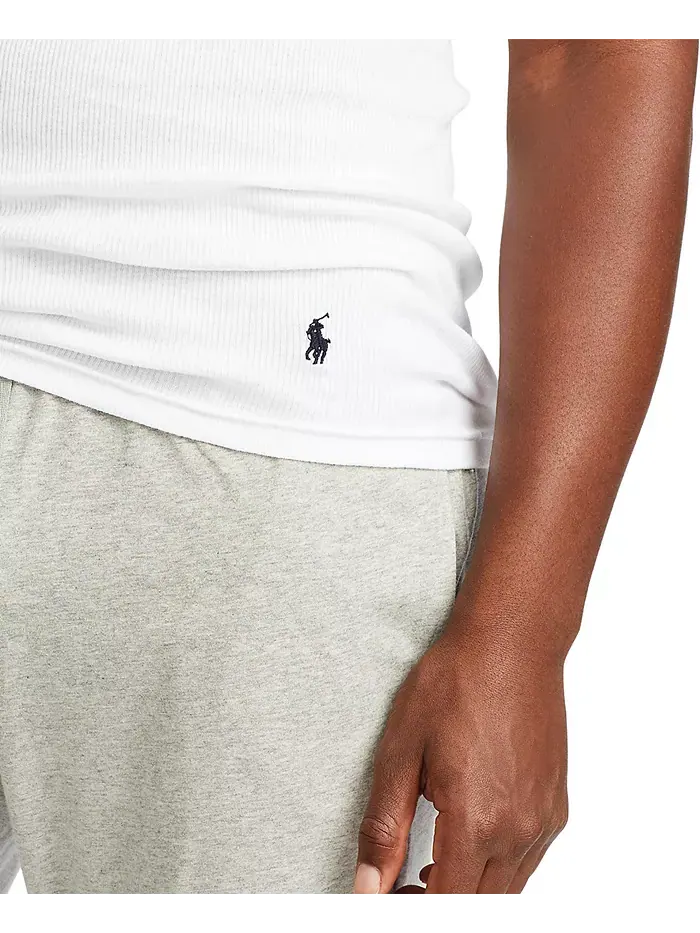 Мужские классические хлопковые майки в наборе из 3 штук (удлиненные) Polo Ralph Lauren — изображение 3 из 4, белый
