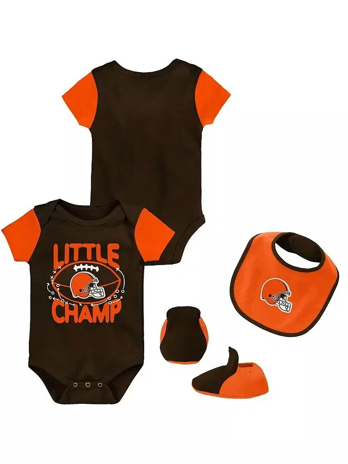 Комплект из трех частей: комбинезон Cleveland Browns Little Champ для новорожденных и младенцев — изображение 1 из 1