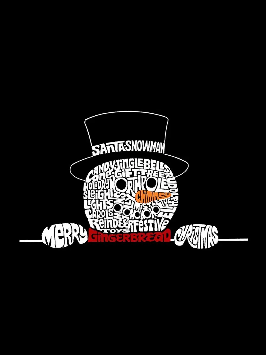 Мужская майка без рукавов с принтом Peeking Snowman Word Art LA Pop Art — изображение 4 из 4, черный