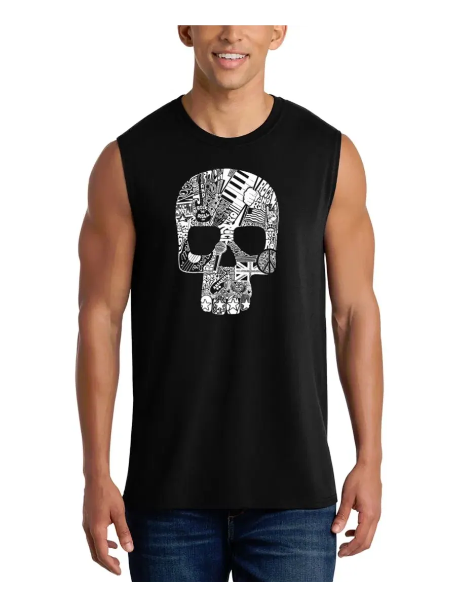 Мужская майка с принтом Skull Word Art LA Pop Art — изображение 1 из 4, черный