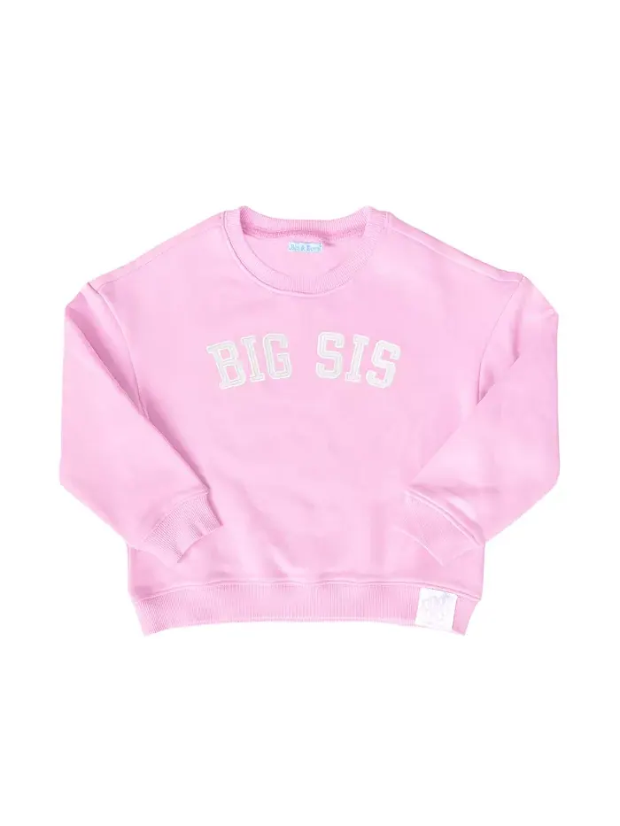 Детский хлопковый свитшот с круглым вырезом Sis Bits & Bows — изображение 1 из 5, розовый
