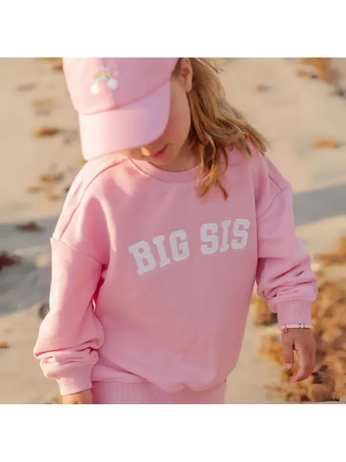 Детский хлопковый свитшот с круглым вырезом Sis Bits & Bows — изображение 4 из 5, розовый