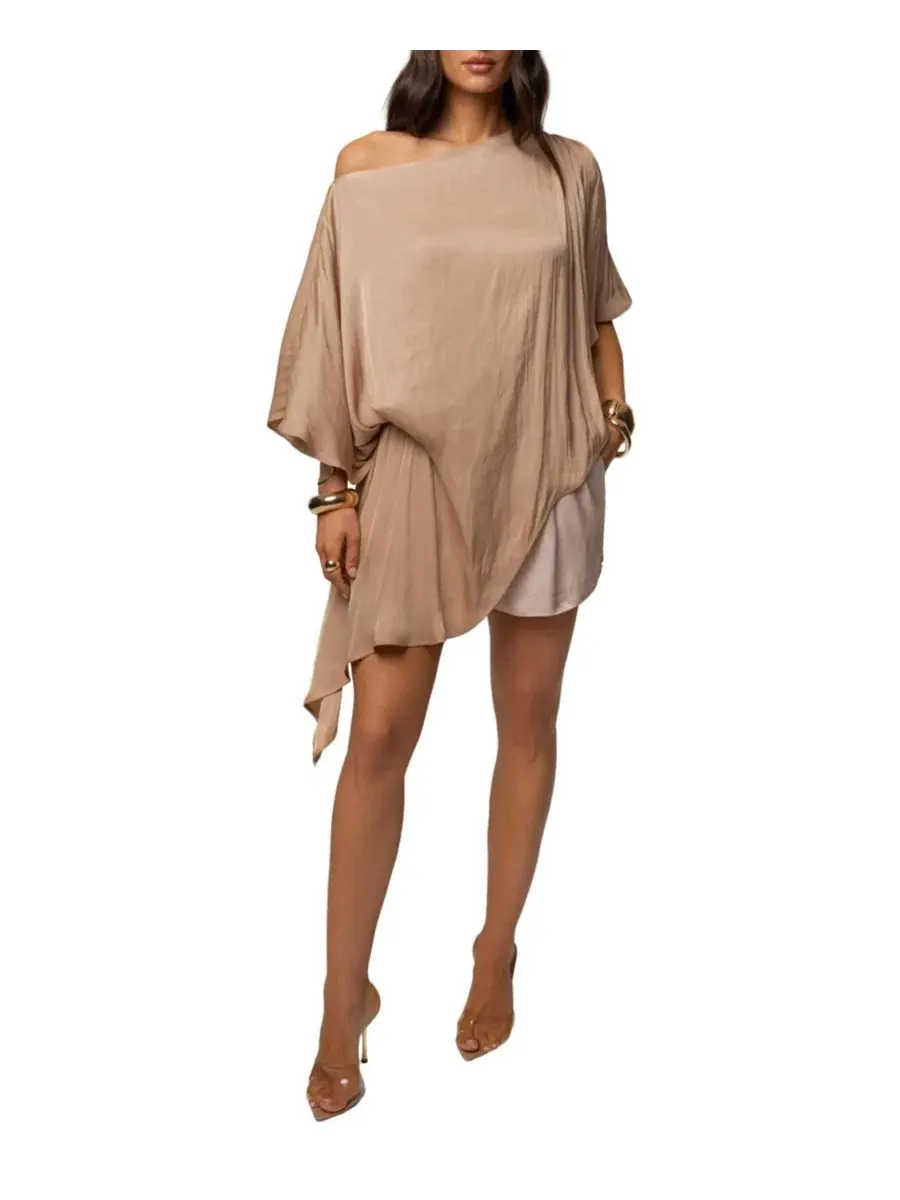 Топ с одним плечом Brisa One Shoulder JLUXLABEL — изображение 5 из 11, бежевый