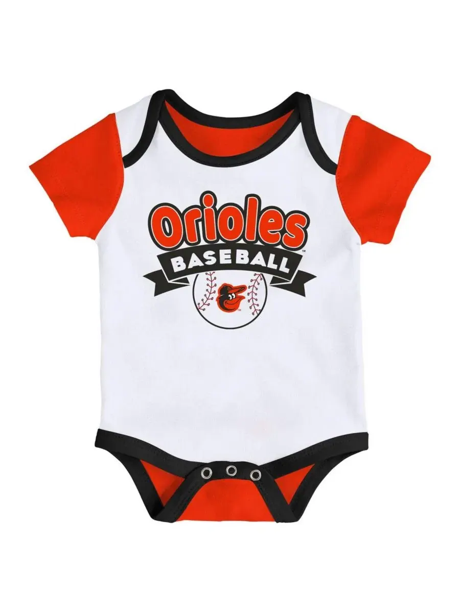 Комплект из двух боди для новорожденных с символикой команды Baltimore Orioles "Triple Hit" — изображение 3 из 3, серый белый
