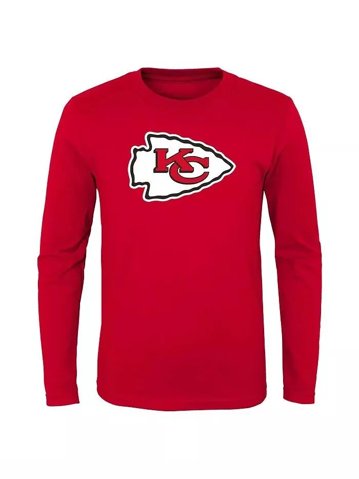 Красная футболка с длинными рукавами и логотипом Little Boys Kansas City Chiefs Primary Outerstuff — изображение 1 из 1