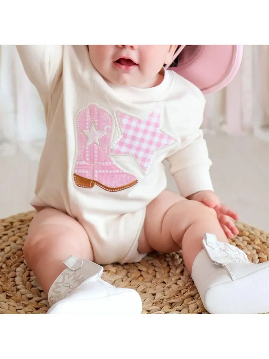 Боди-комбинезон с длинным рукавом Bandana Cowgirl Patch Sweet Wink — изображение 3 из 5, прозрачный