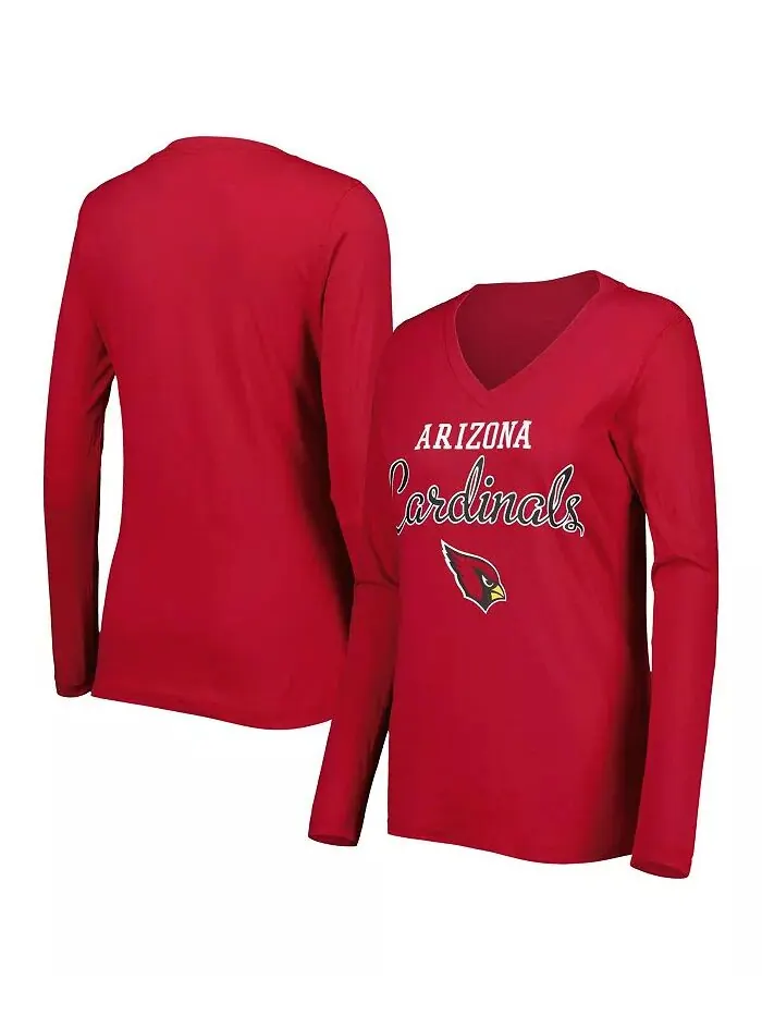 Женская футболка Cardinal Arizona Cardinals Post Season с длинным рукавом и V-образным вырезом — изображение 1 из 3