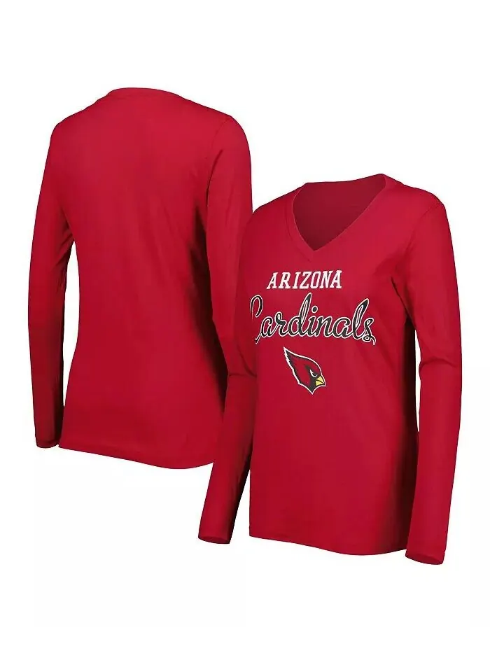 Женская футболка Cardinal Arizona Cardinals Post Season с длинным рукавом и v-образным вырезом — изображение 1 из 3, красный