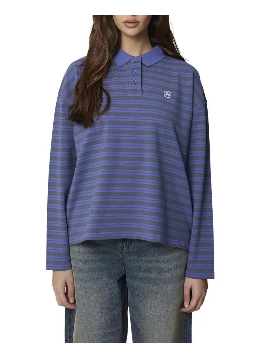 Женская футболка-поло с длинным рукавом и полоской, модель Striped Polo Good For Nothing