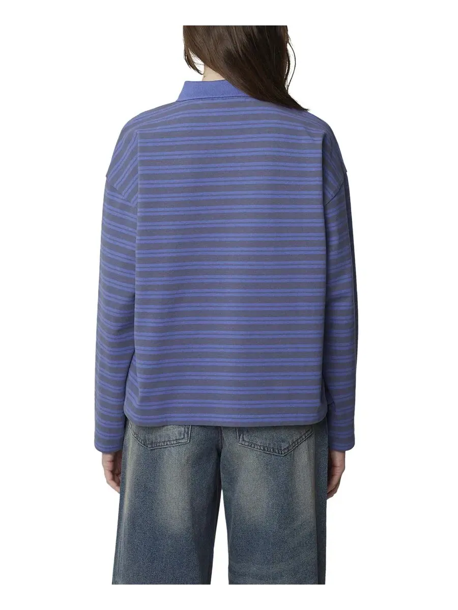 Женская футболка-поло с длинным рукавом и полоской, модель Striped Polo Good For Nothing — изображение 3 из 6, синий