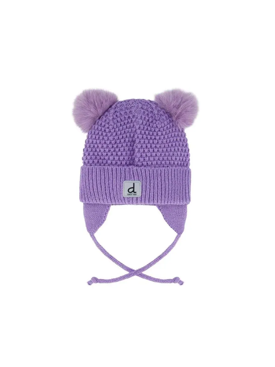 Детская зимняя вязаная шапка с ушками, модель Winter Knit Hat with Ears Deux par Deux — изображение 3 из 5, фиолетовый