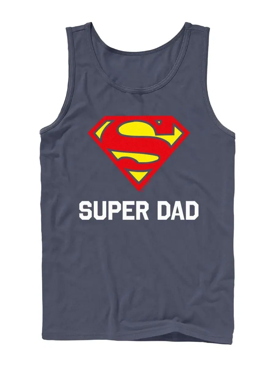 Мужская майка без рукавов с принтом Superman, Super Dad Fifth Sun — изображение 1 из 3, темно-синий