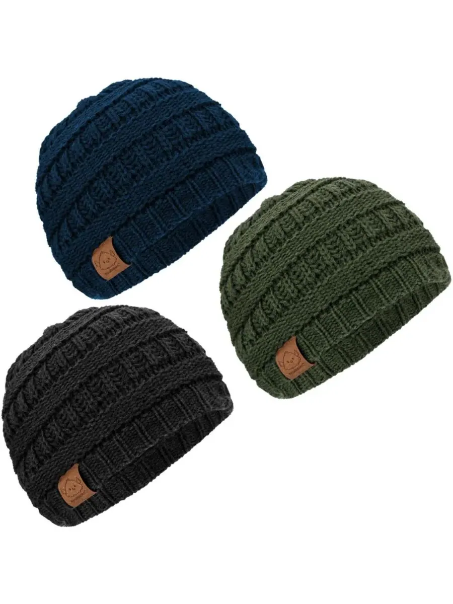 Набор из 3 детских шапочек Warmzy, шапочки для новорожденных, младенцев, малышей, мальчиков и — изображение 1 из 9