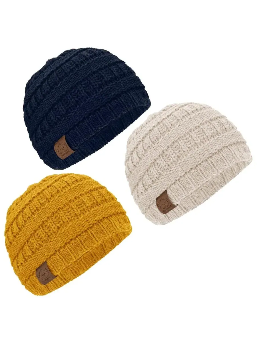 Набор из 3 детских шапочек Warmzy, шапочки для новорожденных, младенцев, малышей, мальчиков и — изображение 1 из 9, желтый