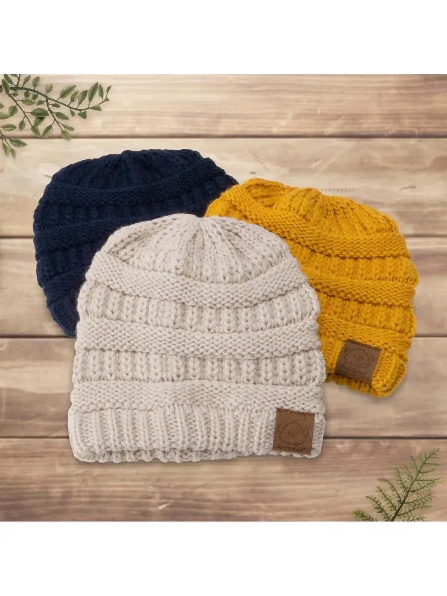 Набор из 3 детских шапочек Warmzy, шапочки для новорожденных, младенцев, малышей, мальчиков и — изображение 9 из 9, желтый