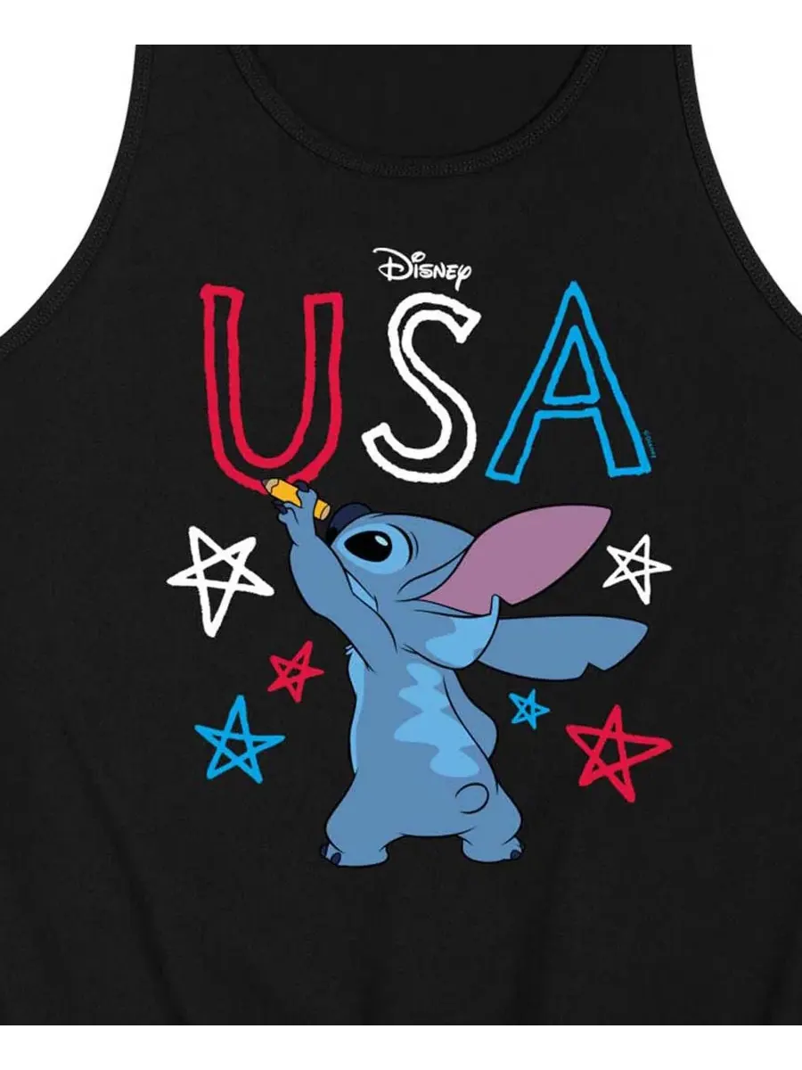 Майка без рукавов с принтом Lilo USA Stitch Drawing AIRWAVES — изображение 3 из 3, черный