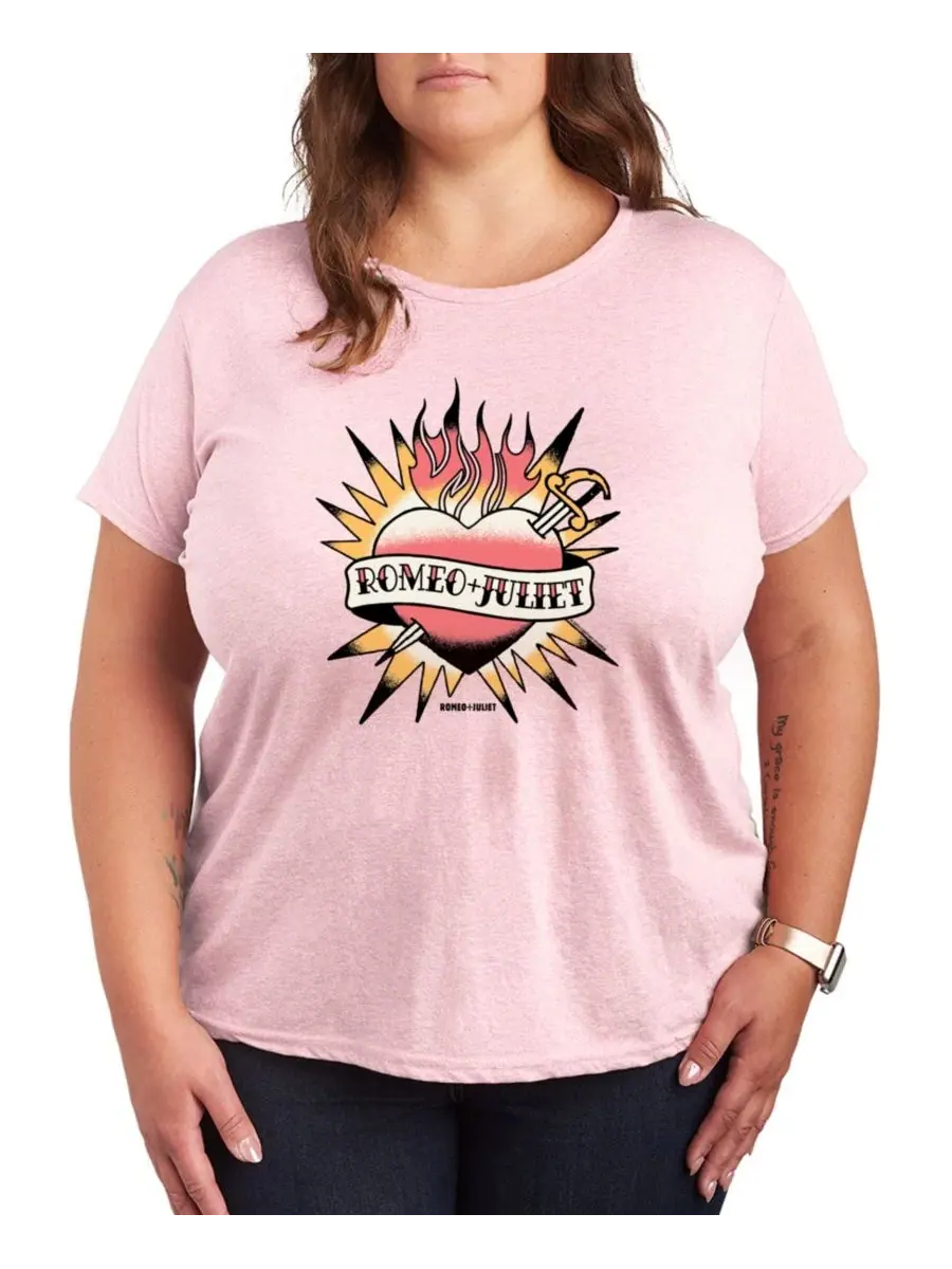 Футболка с длинным рукавом с принтом William Shakespeare’s Romeo + Juliet Heart Tattoo Graphic — изображение 1 из 3, розовый
