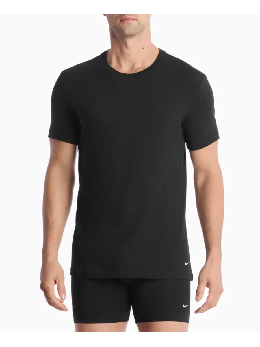 Мужские хлопковые эластичные майки с круглым вырезом Dri-FIT Essential, комплект из 2 штук Nike — изображение 2 из 4, черный