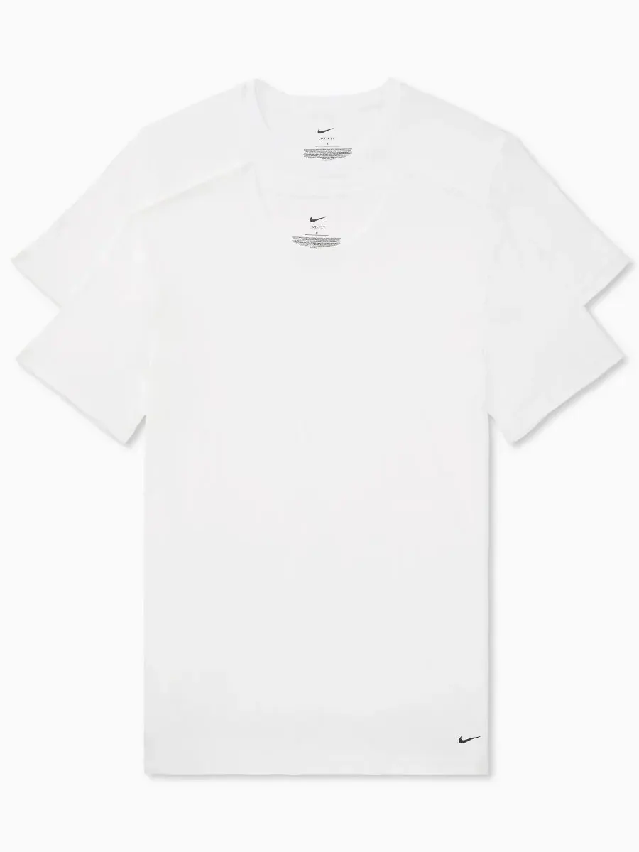 Мужские хлопковые эластичные майки с круглым вырезом Dri-FIT Essential, комплект из 2 штук Nike — изображение 1 из 4, белый