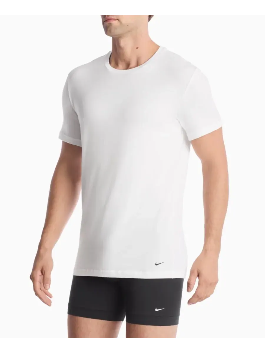 Мужские хлопковые эластичные майки с круглым вырезом Dri-FIT Essential, комплект из 2 штук Nike — изображение 3 из 4, белый