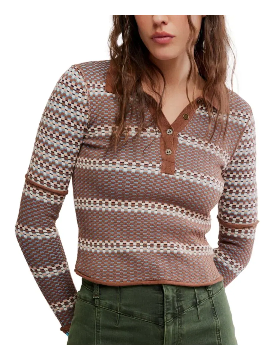 Женский лонгслив-поло с длинным рукавом Free People