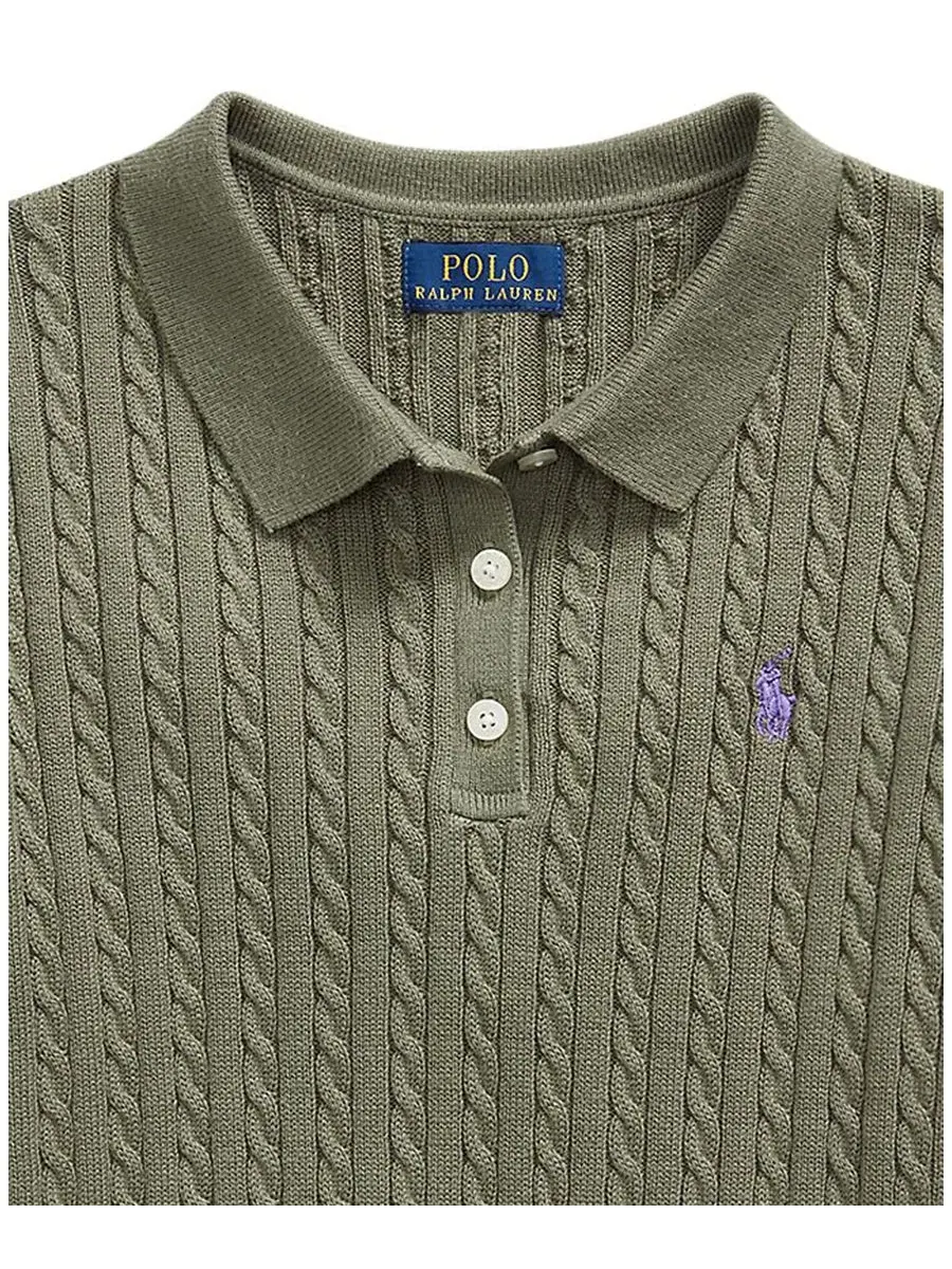 Детский джемпер-поло с коротким рукавом Polo Ralph Lauren — изображение 3 из 5, оливковый