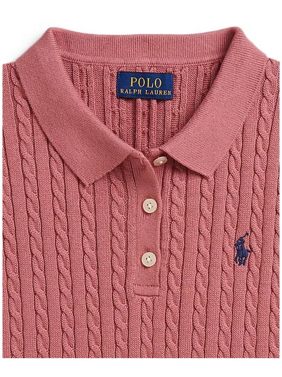 Детский свитер с поло-воротником Polo Ralph Lauren — изображение 3 из 3, розовый