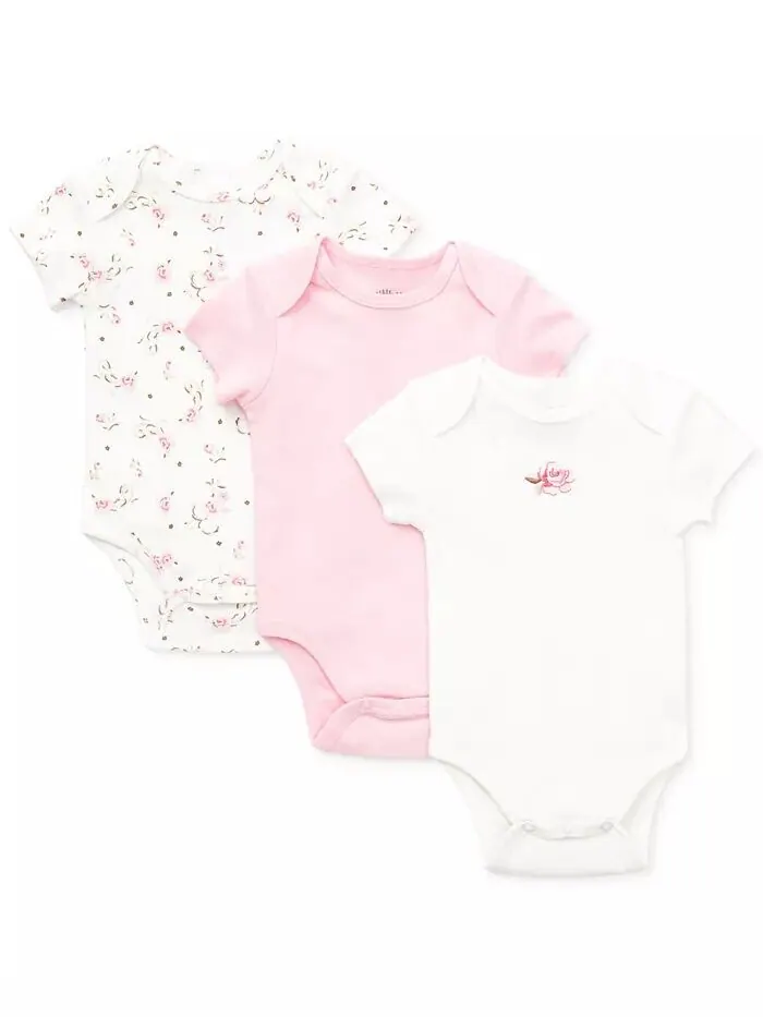 Боди Vintage Rose для маленьких девочек, упаковка из 3 шт Little Me — изображение 1 из 2