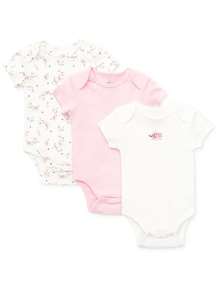 Боди Vintage Rose для маленьких девочек, упаковка из 3 шт. Little Me — изображение 1 из 2, слоновая кость/розовый