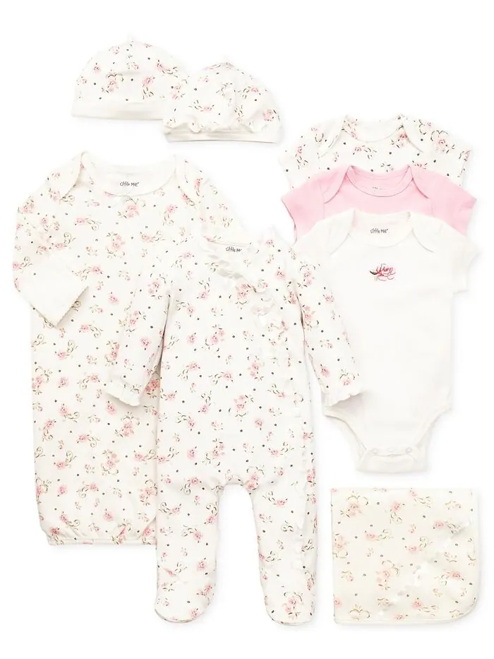 Боди Vintage Rose для маленьких девочек, упаковка из 3 шт. Little Me — изображение 2 из 2, слоновая кость/розовый