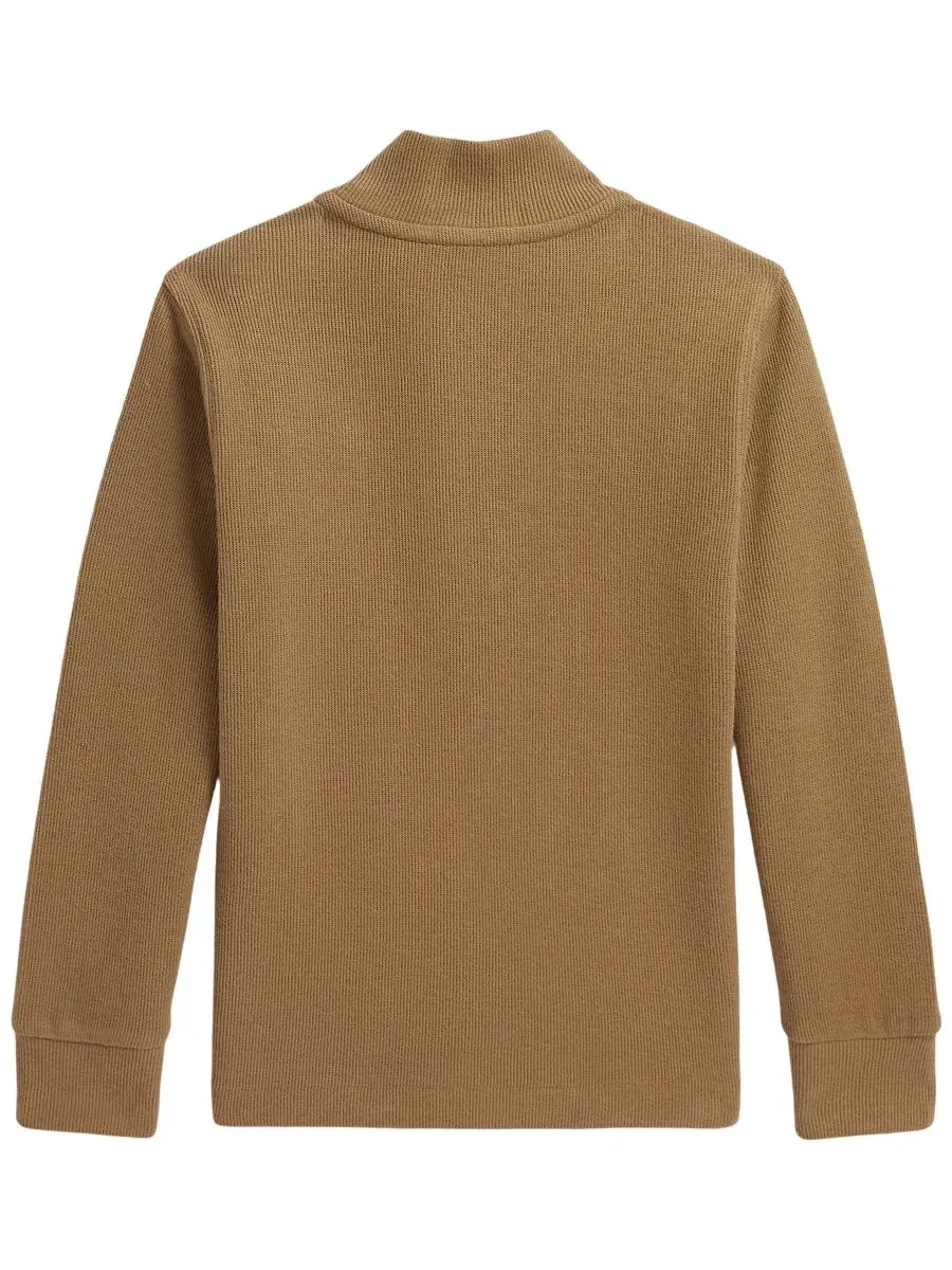 Свитер с воротником-стойкой и четверть-застежкой Estate Rib Polo Ralph Lauren — изображение 2 из 3, верблюжий