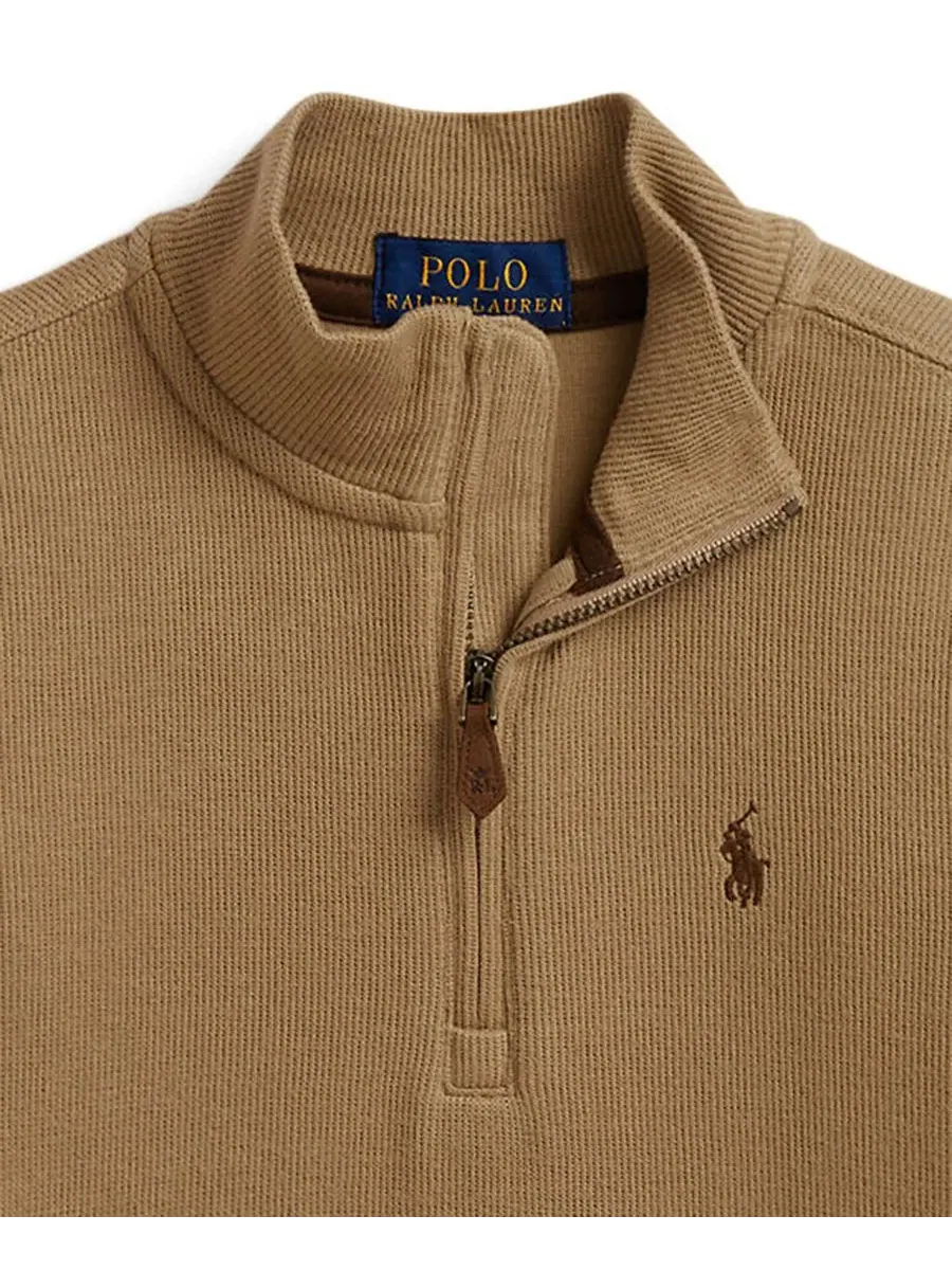 Свитер с воротником-стойкой и четверть-застежкой Estate Rib Polo Ralph Lauren — изображение 3 из 3, верблюжий