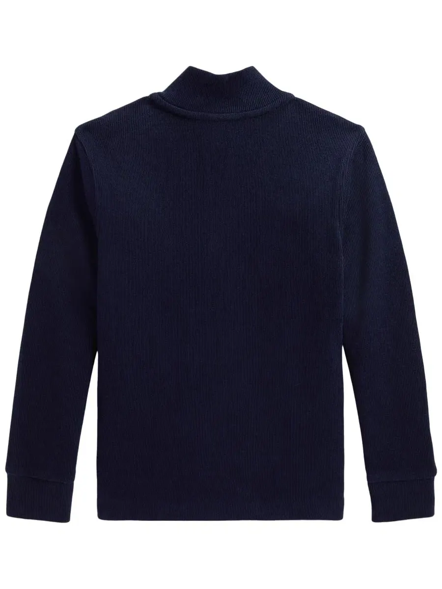 Свитер с воротником-стойкой и четверть-застежкой Estate Rib Boys 2T-7 Polo Ralph Lauren — изображение 2 из 3, темно-синий