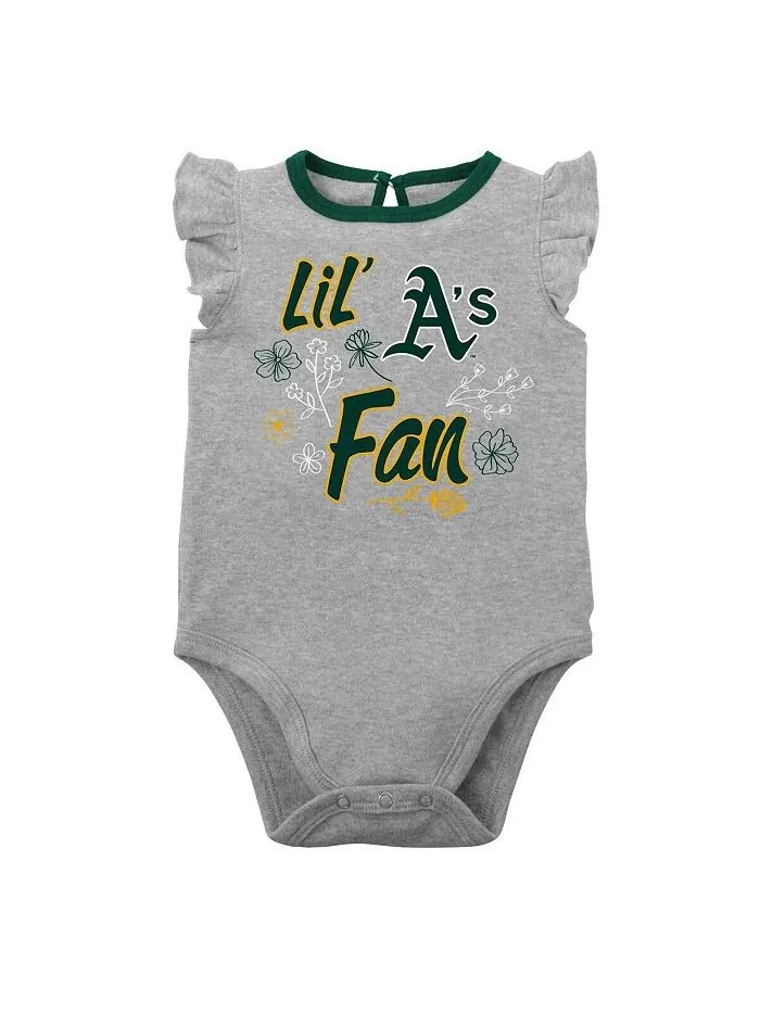 Набор из двух боди Oakland Athletics Little Fan для новорожденных — изображение 3 из 3, зеленый серый
