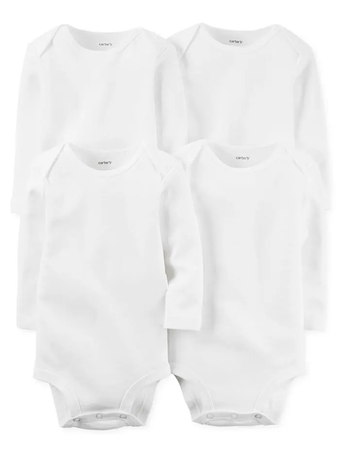 Однотонные боди с длинными рукавами для мальчиков и девочек, 4 шт. Carter's