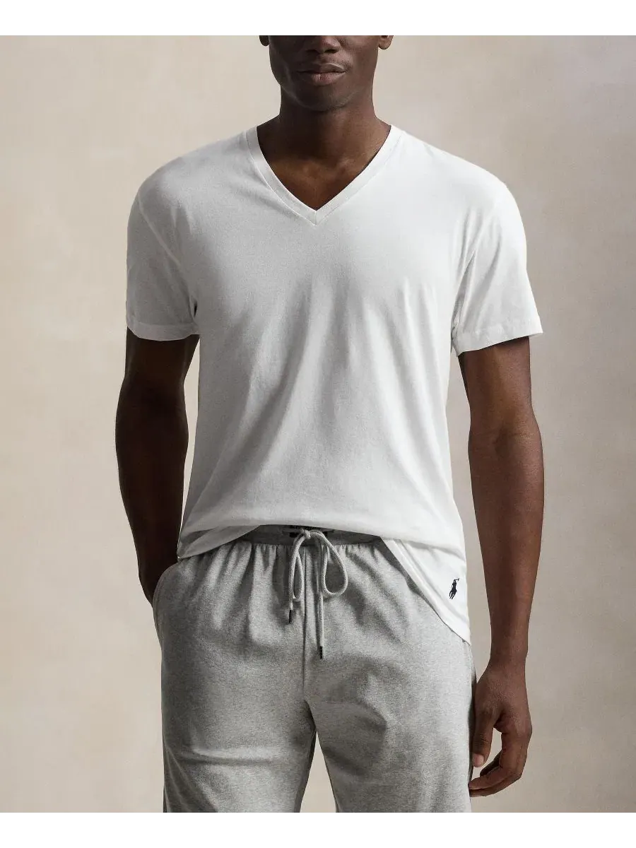 Комплект из 3 классических хлопковых мужских маек с V-образным вырезом Polo Ralph Lauren — изображение 2 из 5