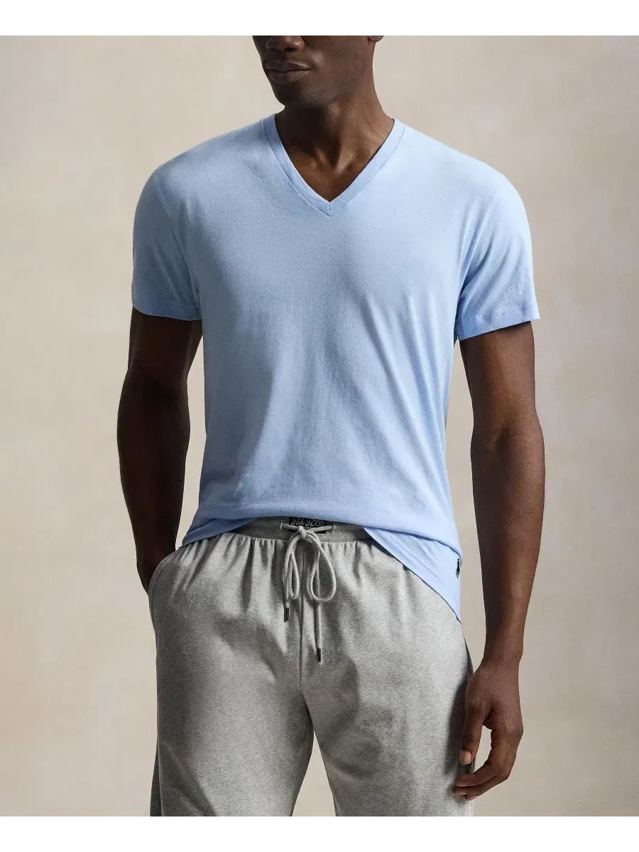 Комплект из 3 классических хлопковых мужских маек с V-образным вырезом Polo Ralph Lauren — изображение 4 из 5